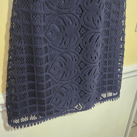 Lilly Pulitzer Mango Shift Dress True Navy Leafy Palm Lace Size M Sleeveless - Picture 10 of 12